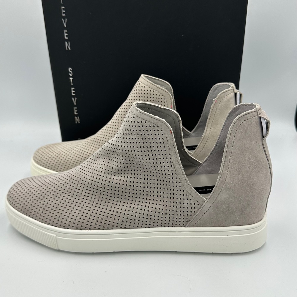 Steven by Steve Madden Canaresp Grey Suede Perforated Slip-On sneaker Sz 10